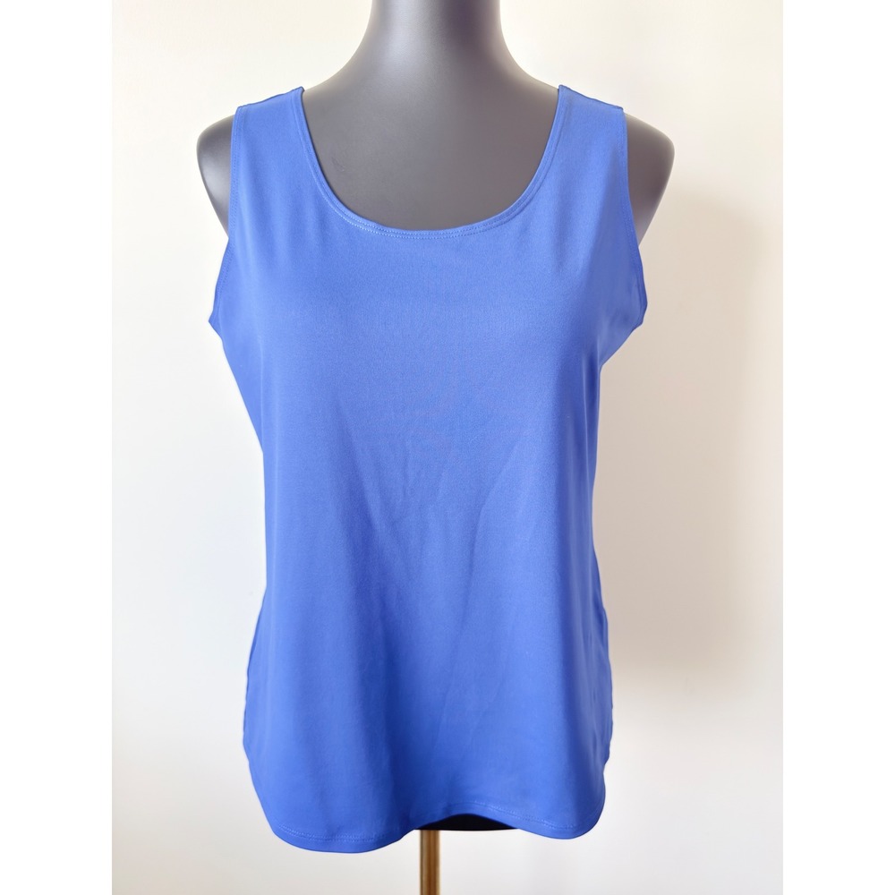 Chicos Blue Sleeveless Scoop Neck Tank Top Shell Size 2 Large NWOT